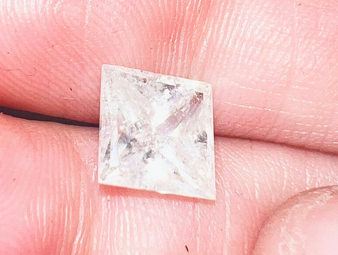 Full Sparkle Large Natural 2.34 Carats Princess Cut Diamond