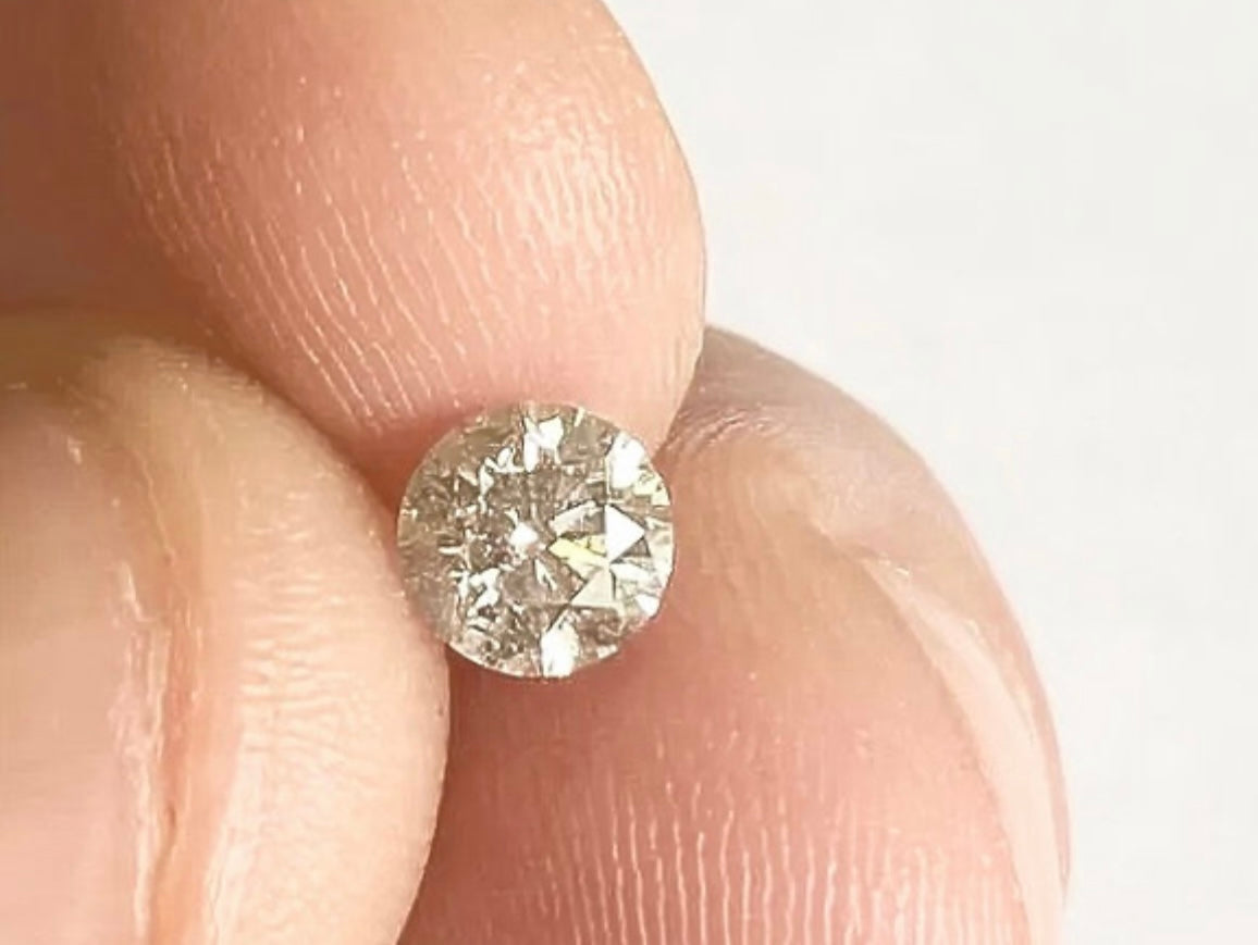 Loose Natural 0.52 Carat Faint Brown Colored Diamond Round Brilliant Cut