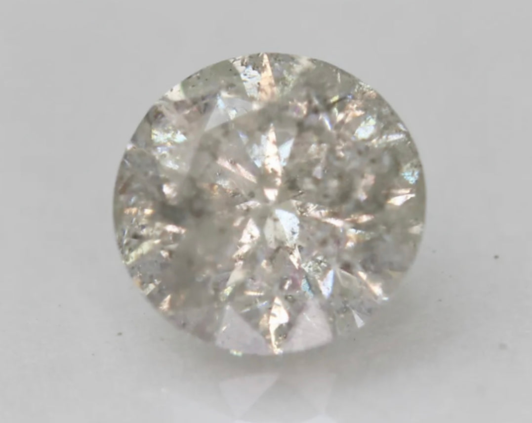 Natural 0.63 Carat Light Silvery Brown Colored Diamond Round Brilliant Cut