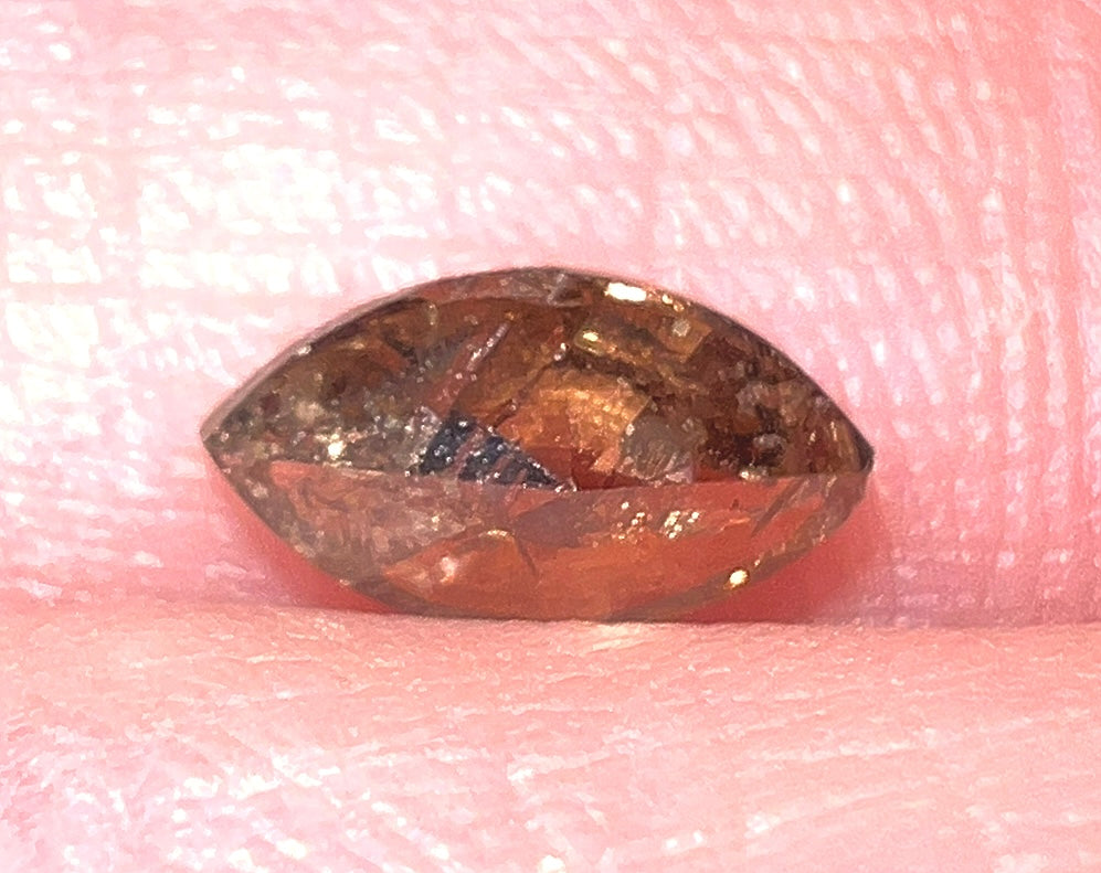 Natural 0.69 Carat Deep Vivid Brown Diamond Marquise Shaped
