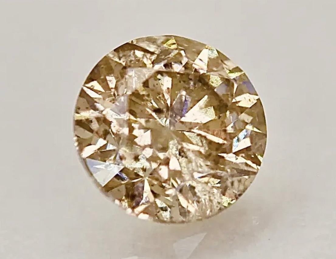 Real Natural Sparkling Vivid Brown Diamond 0.58 CW Round Cut 5.2 mm